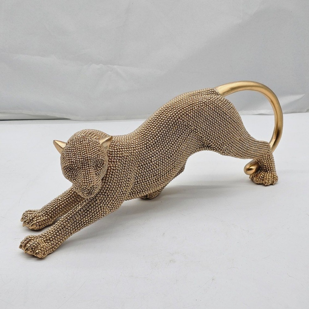 Unbranded Panther Figurine Unisex OS Gold Beaded Sparkling Art Deco Decor